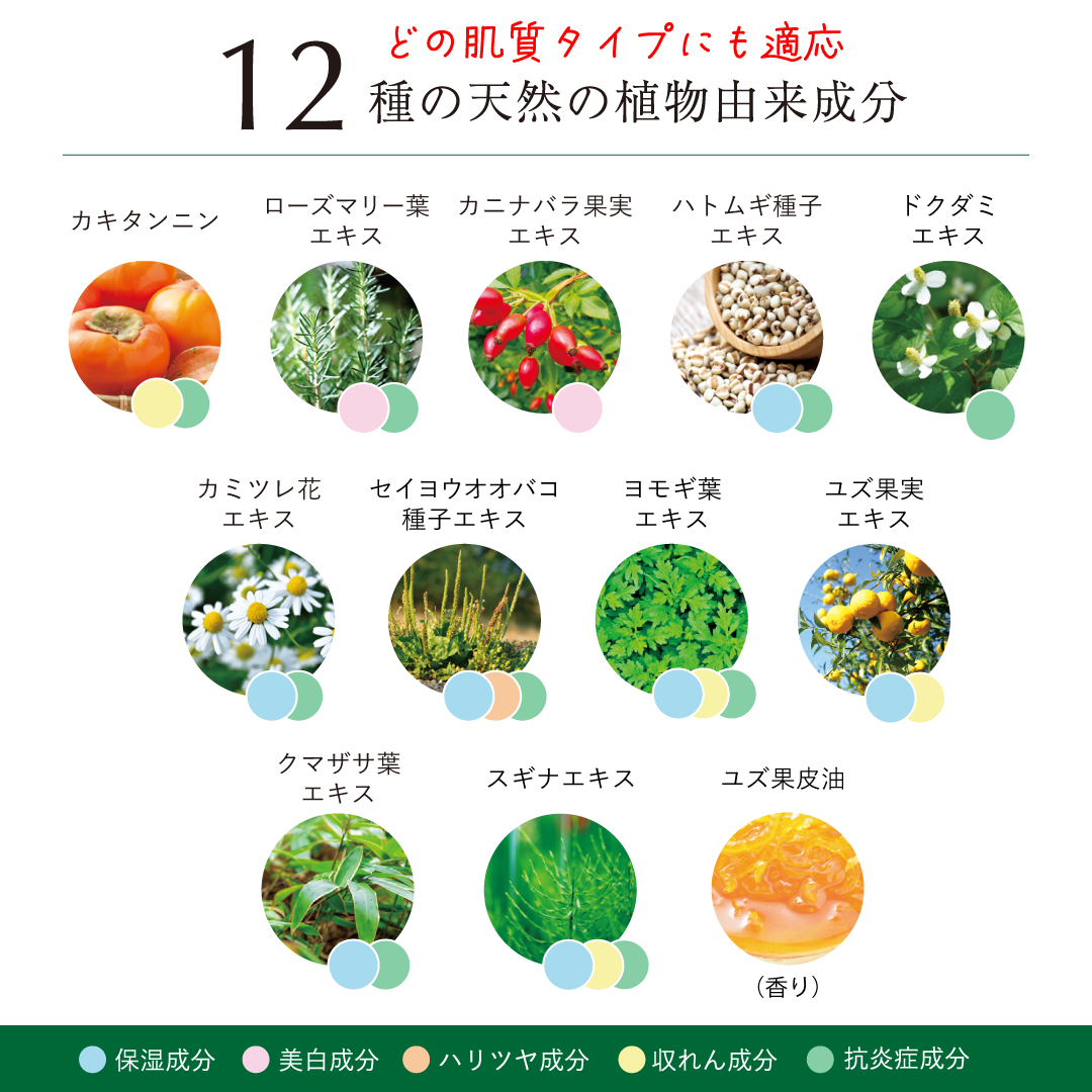 はるこころボディ石鹸の植物由来成分12種